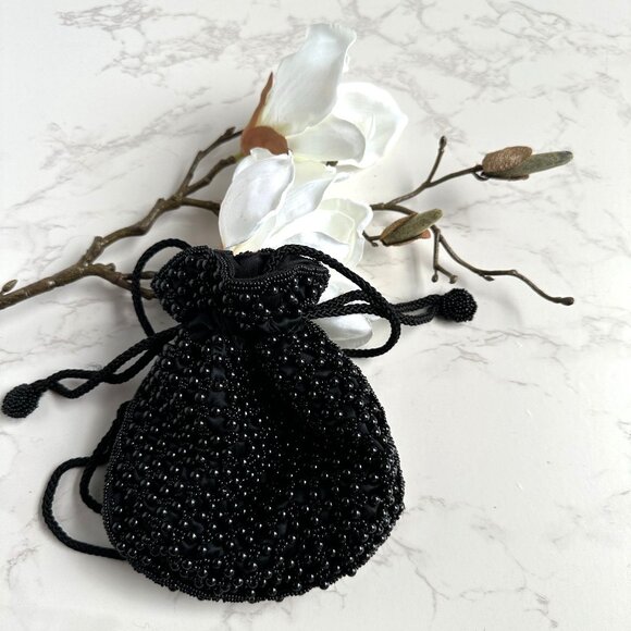 La Regale Ltd. Black Beaded Drawstring Evening Bag - Picture 10 of 10